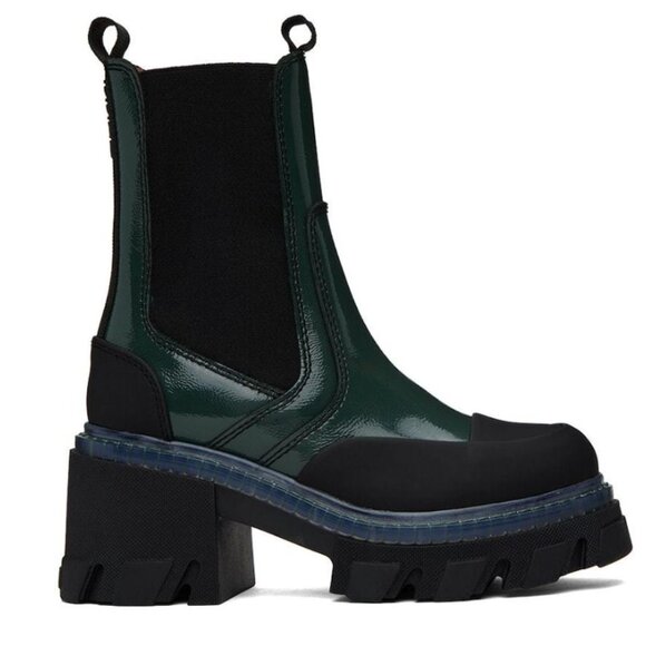 Ganni Cleated Boots in Green - Size 42
